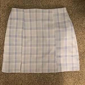 Blue and white checkered skirt